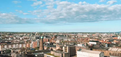 Dublin city skyline in Ireland, home to Trinity College, UCD and DCU