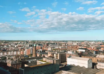 Dublin city skyline in Ireland, home to Trinity College, UCD and DCU