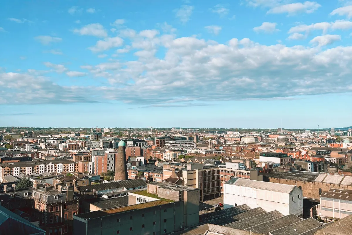 Dublin city skyline in Ireland, home to Trinity College, UCD and DCU
