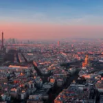 Aerial view of Paris at golden hour for Indian students planning to study in France 2026