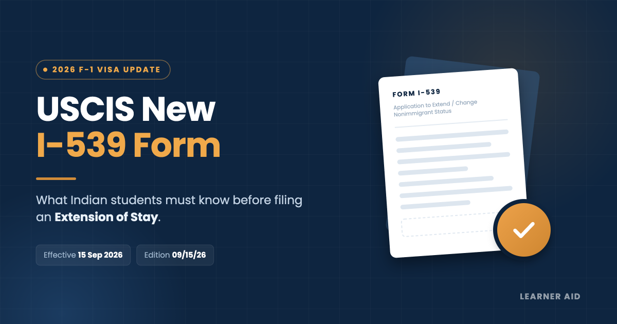 USCIS new I-539 form 2026 edition featured image for F-1 student extension of stay guide