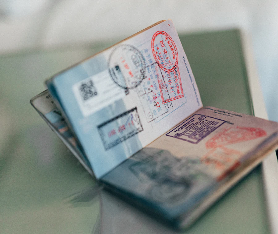 Stamped passport pages representing the Italy Type D National Visa for Indian students