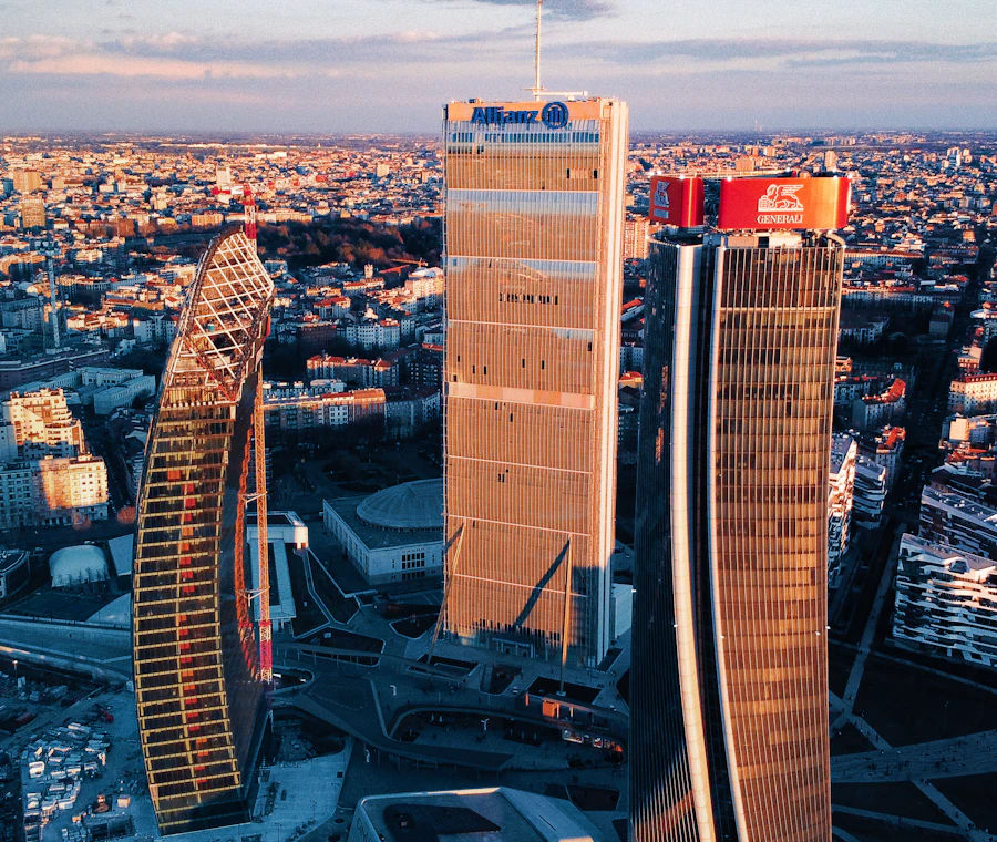 Milan business district skyline where graduates use the 12 month post study job search permit in Italy
