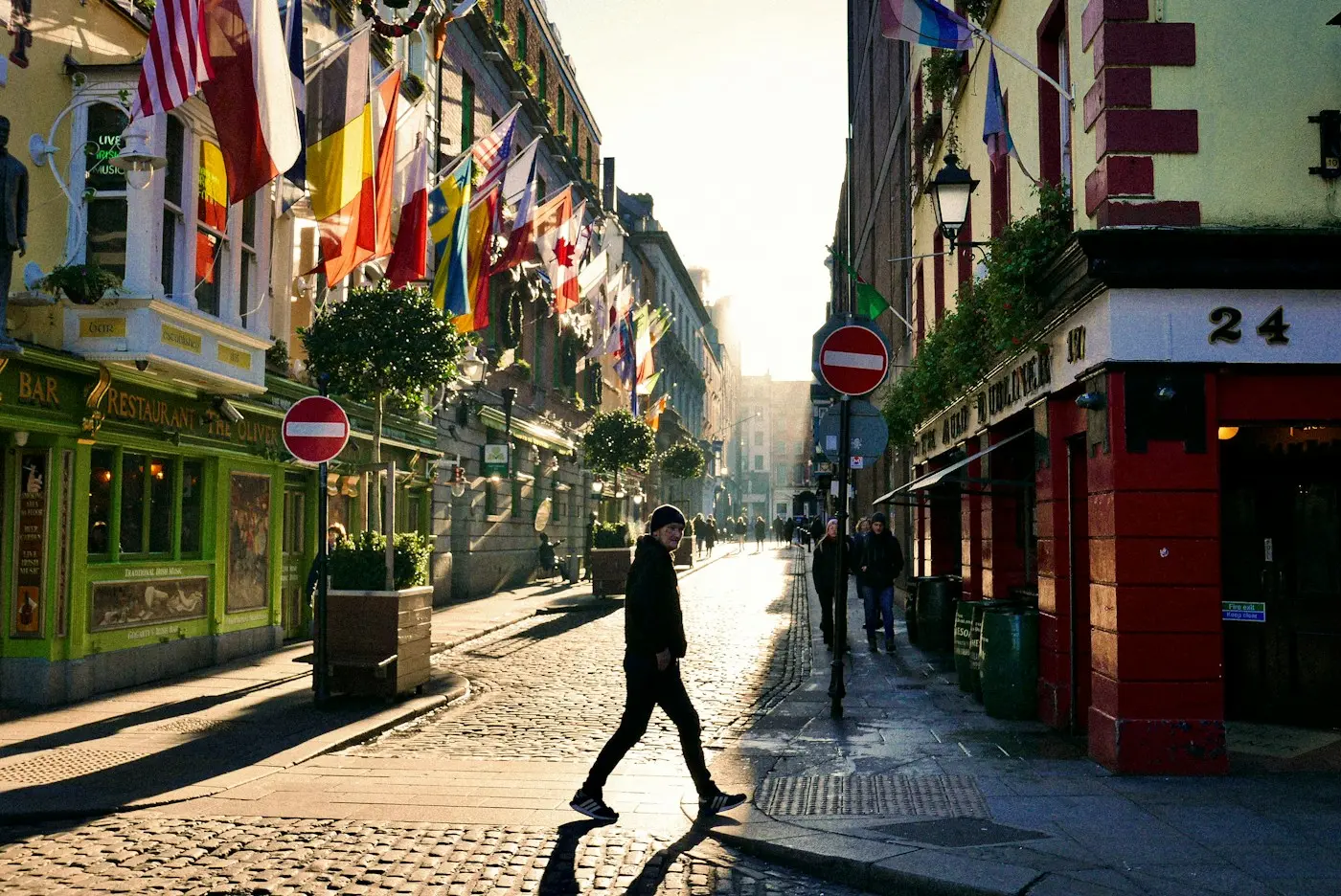 Colourful street in Dublin, representing student living costs in Europe